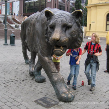 Decoración al aire libre escultura de animales salvajes estatua de bronce lsu tigre